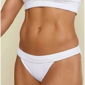 Andie Banded Cheeky Bikini Swim Bottom in Ribbed White Size XL NEW with tags!
